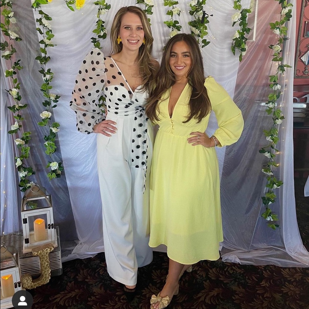 Fraiche by J Yellow Empire Waist Long Sleeve Dress